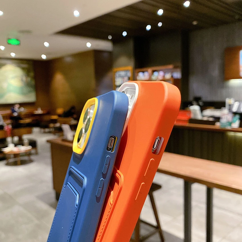 حافظة هاتف بجيب للبطاقات لهاتف آيفون 17 16 15 14 13 برو 12 11 ماكس حلقة عدسة الحافة القابلة للإزالة 16 برو ماكس حافظة هاتف غطاء ناعم بلوري