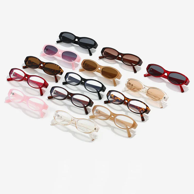 SHAUNA Retro Rivets Small Oval Sunglasses UV400