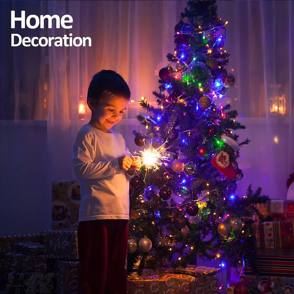 2pcs LED Solar String Lights Holiday Decorative Lights Garden Outdoor Waterproof Lights 8 Functions