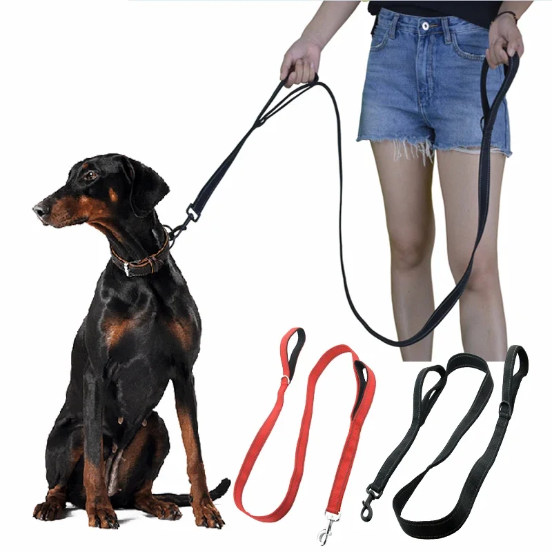 

6FT Heavy Duty Dogs Leashes Traffic Padded Two Handle Dog Harness Leash Rope Safety Reflective Collar Leashes For Pets Dogs