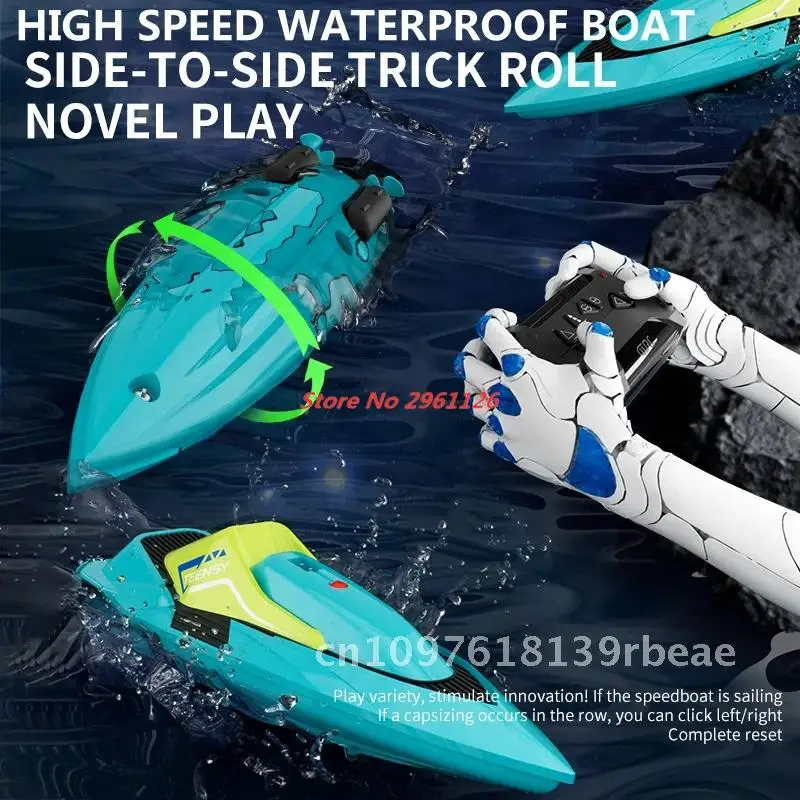 2.4G RC Boat Waterproof Dual Motor High Speed Racing Speedboat Outdoor Boat Summer Water Paly RC Speedboat Racing Boat Toy Gift