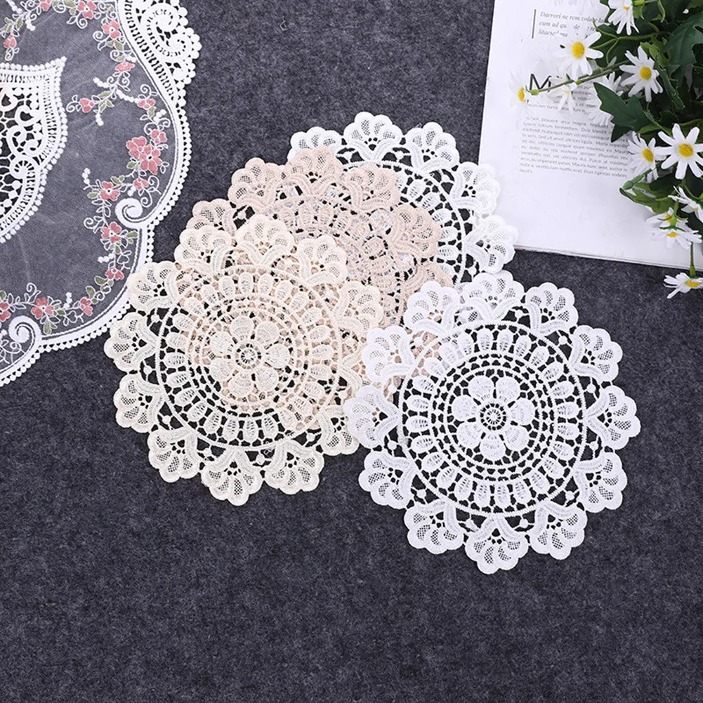 Round Lace Doilies Crochet Lace Placemat Napkin Placemat Cup Dish Coaster Table Place Mat Tea Glass Pad Doily Kitchen Handmade