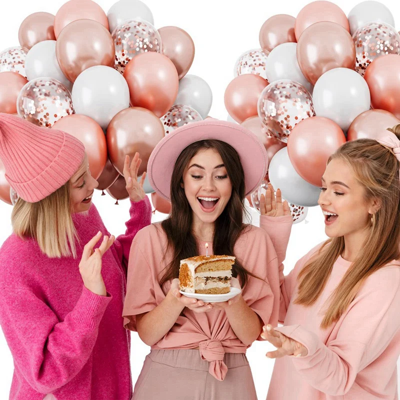 طقم بالونات معدنية ذهبية وردية ، إكليل قوس ، حلويات ، لاتكس ، 12 بوصة ، من من من من من من من من الذهب الوردي