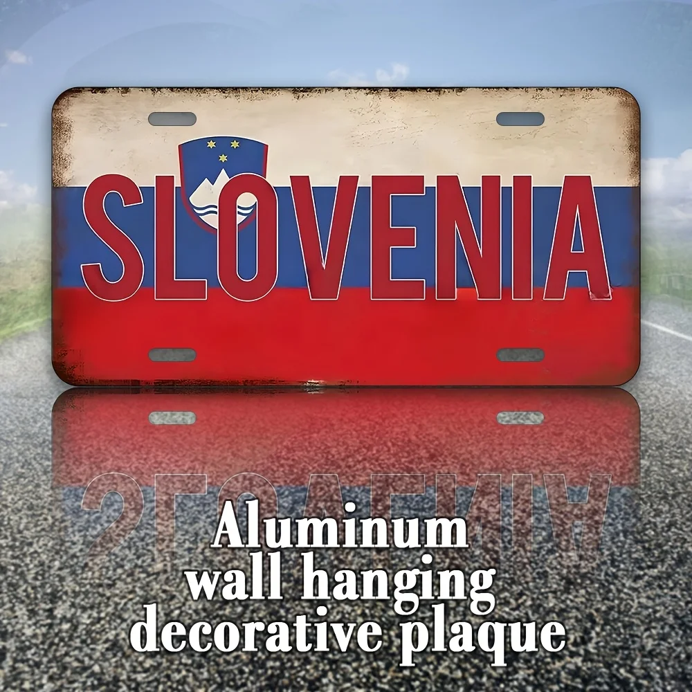 1pc Vintage Aluminum Slovenia Decorative Plaque, Wall Hanging Art for Home, Room, Restaurant, Bar,  - Multifunctional Retro