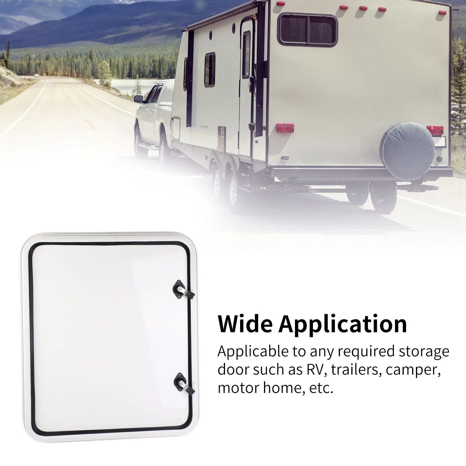 700x600mm Heavy Duty RV Baggage Door Square Rounded Corners Storage Baggage Hatch Door with Flat Lock and Keys