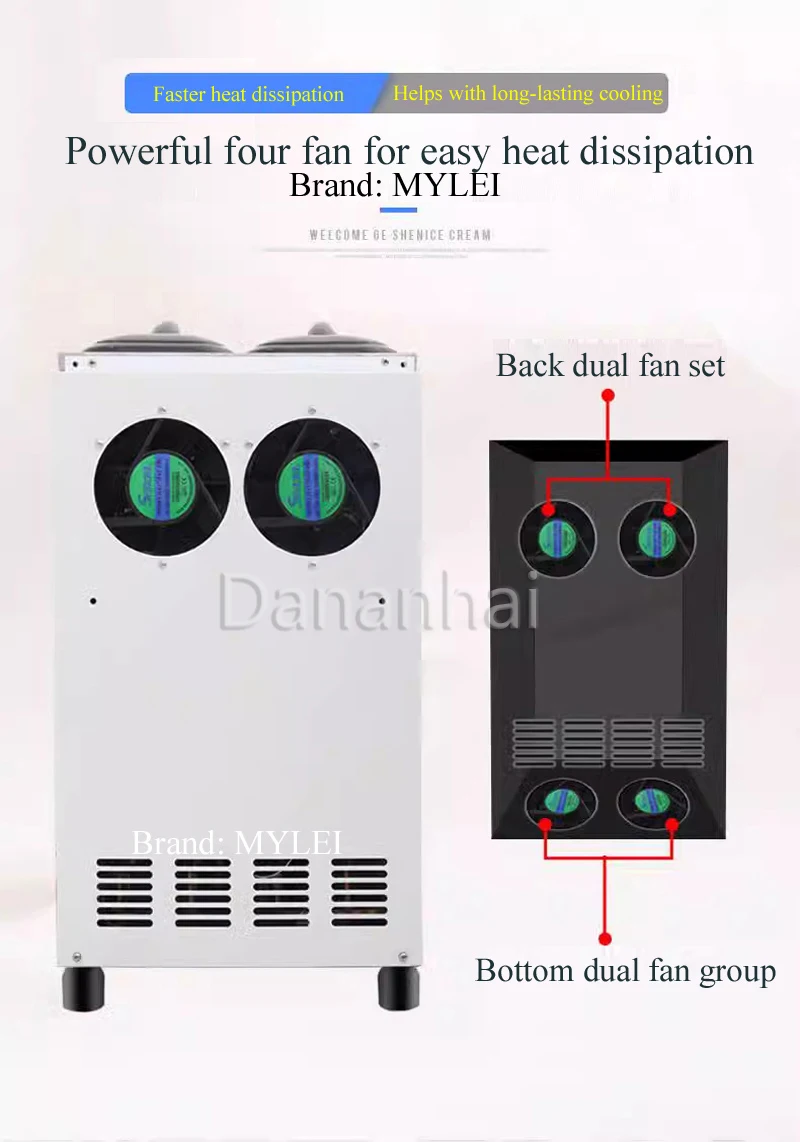 

Настольная машина для приготовления домашнего мороженого на 3 вкуса с двойной системой и многофункциональной функцией замораживания