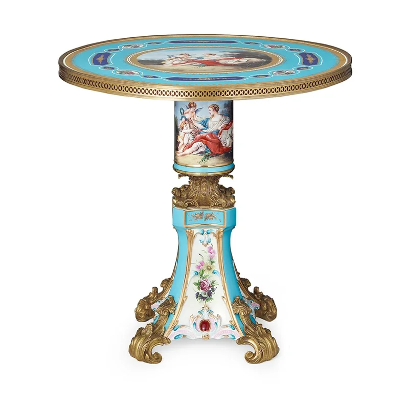 Luxury furniture ceramic table leisure table living room ornament sofa edge