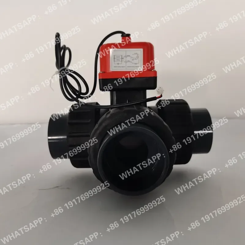 DN32/5/4'' Electric UPVC Ball Valve Hard Sealing Ceramic Core L Type Two Wire Control Three-Way Water OEM Customizable