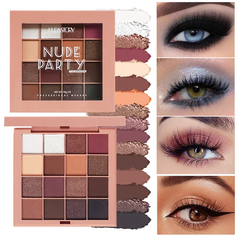 16 Earth Color Eyeshadow Tray Everyday Makeup Tray Party Holiday Pearl Matte Makeup Tray