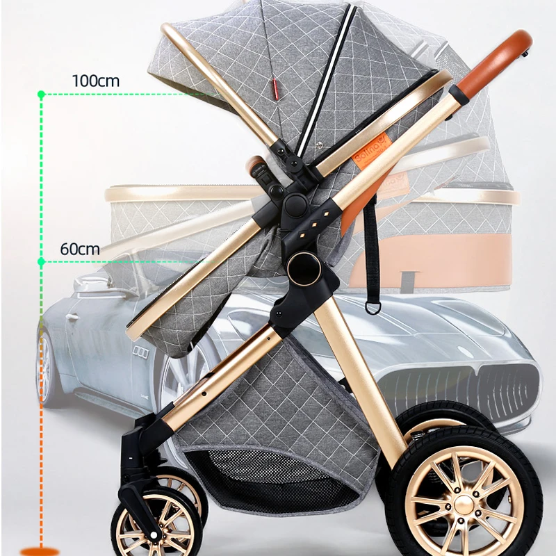 Multi-functional stroller baby 4 in 1 High landscape Can Sit Reclining Light Folding Two-way Eggshell design Baby Stroller