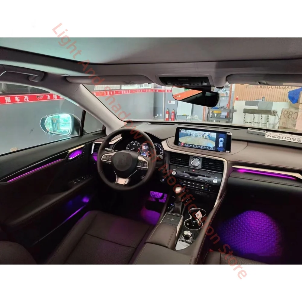 For Lexus RX 2016-2021 Ambient light Door trim light guide strip Interior Atmosphere Modification  Black wood decorative strip