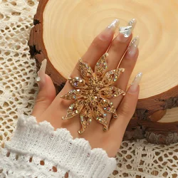 New Luxury Big Flower Rings For Women Exaggerated Statement Jewelry Crystal Finger Rings Bridal Wedding Party Jewelry Anel Gifts