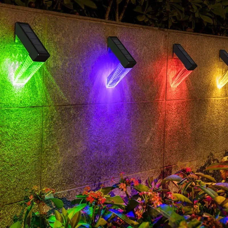 Luces solares para cubierta, luces LED para exteriores, iluminación de 7 colores, camino, escalera, pasillo, decoración de jardín, lámparas brillantes de paisaje