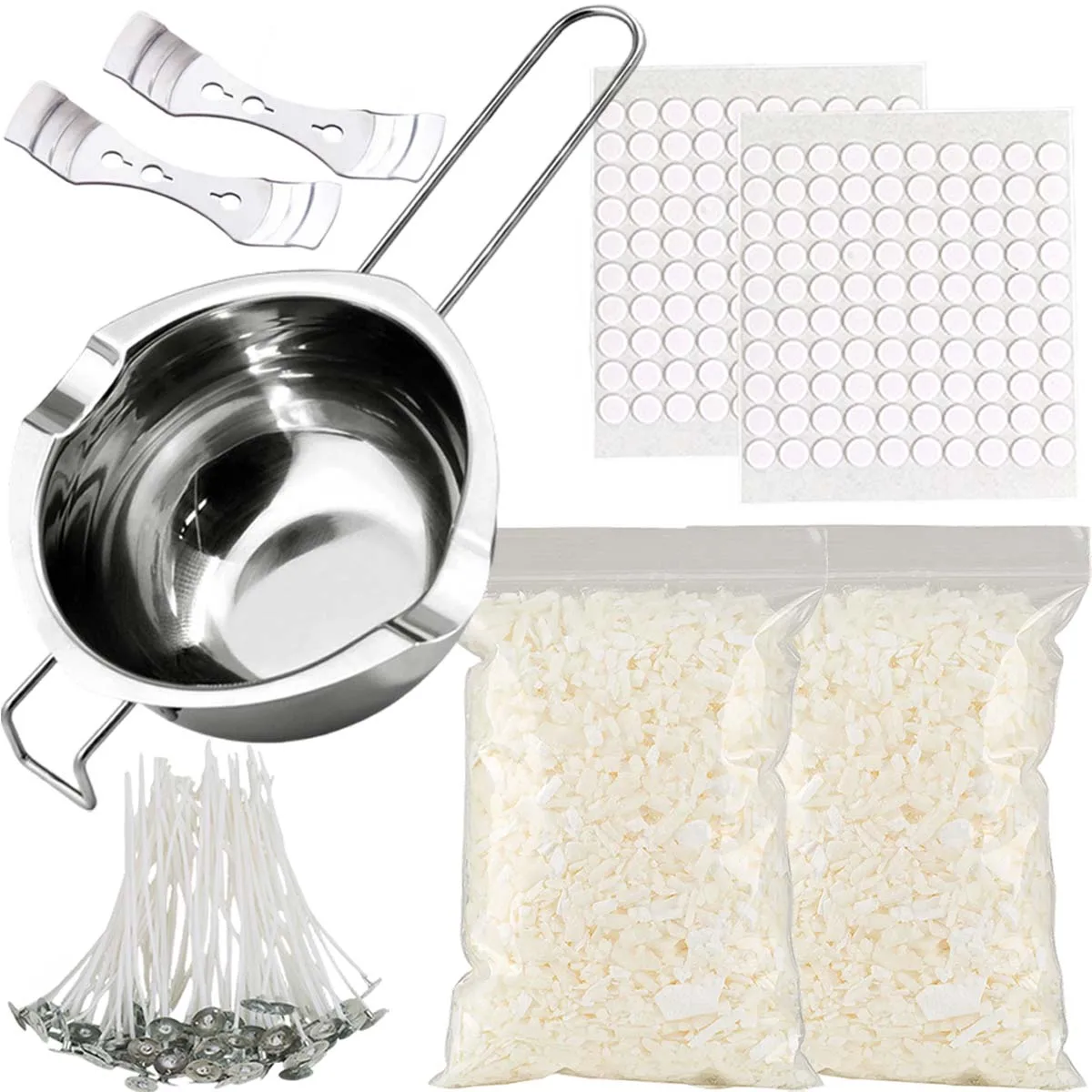 Sojawachs-Set Handgemachte Kerzenherstellung Zubehör Schmelztopf Baumwolldochte DIY Handwerk Geschenk für Erwachsene Jugendliche Sicher Ungiftig Rauchfrei