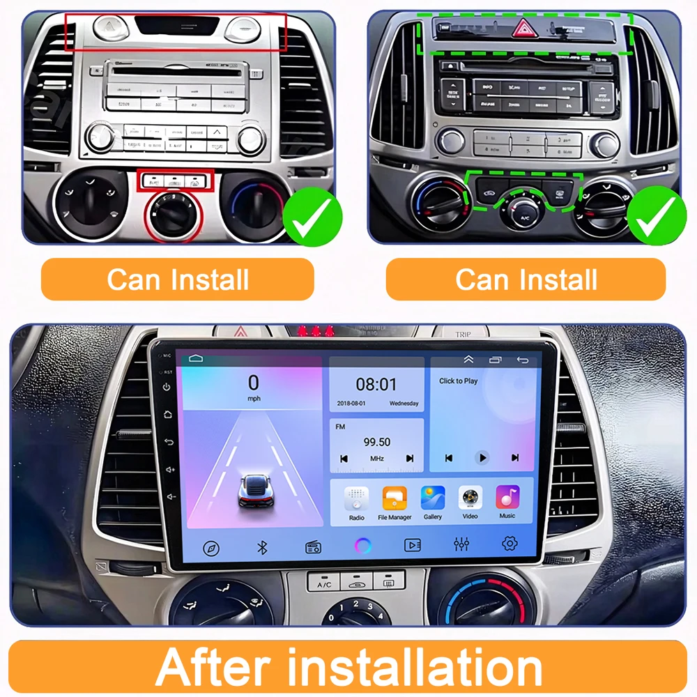 Cortex-A76 Octa-Core Android 16 Car For Hyundai I20 2008 2009 2010 2011 2012 Car Radio GPS Multimedia Player Stereo CPU HDR Wifi