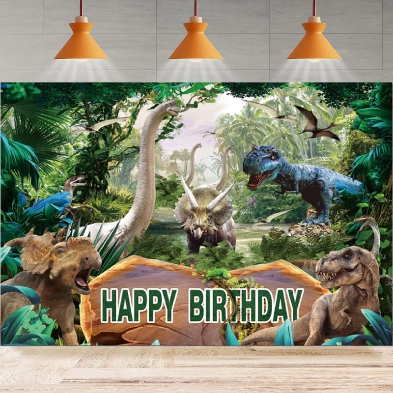 Photography Backdrop Background Dinosaur Paradise Happy Birthday Home Party Backdrop Wall Banner Decor For Boy's Background