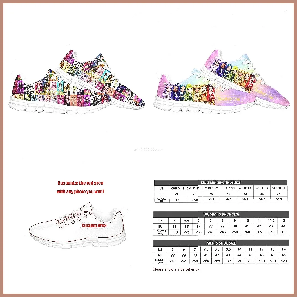 

Rainbow High Manga Comics Sneakers, Custom Sports Shoes for Men & Women, Comfortable Lace-Up