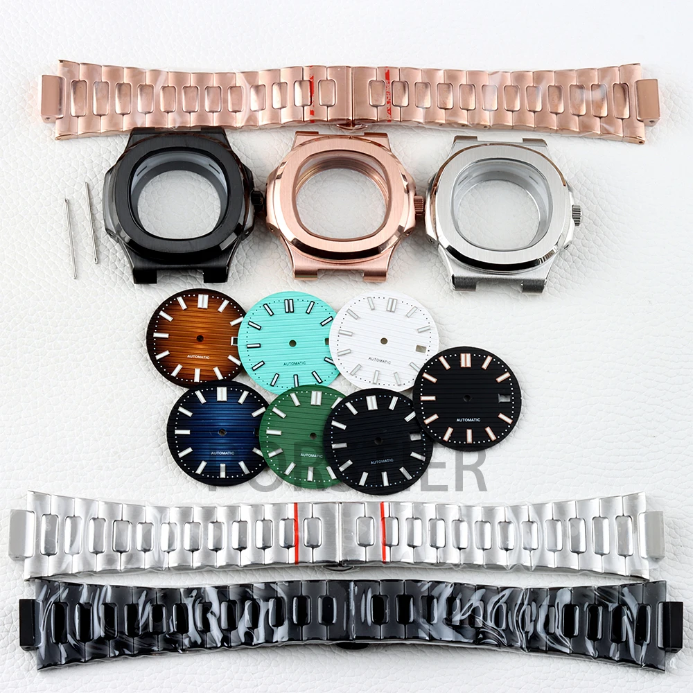 

40mm NH35 Watch Case 29.8mm Dial Hands Green Luminous Dial Suitable for Nautilus NH35 NH36 NH38 Movement Watch Repair Parts