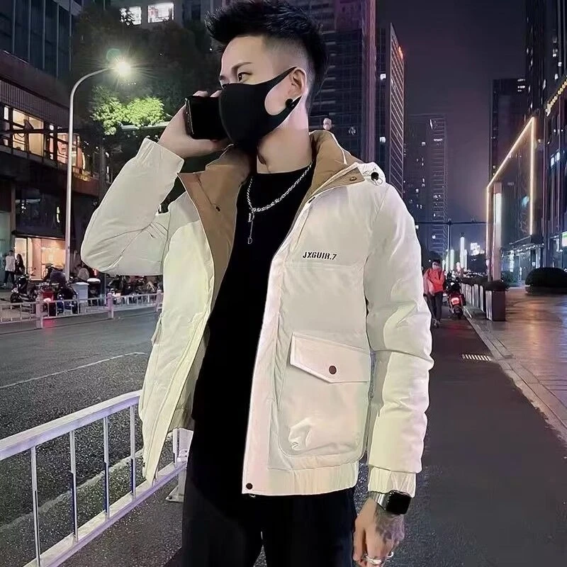 

​Trendy Men's Winter Jacket 2025 Premium Fleece Lined Hooded Coat Streetwear Style with Contrast Panels Warmth Style Combo​