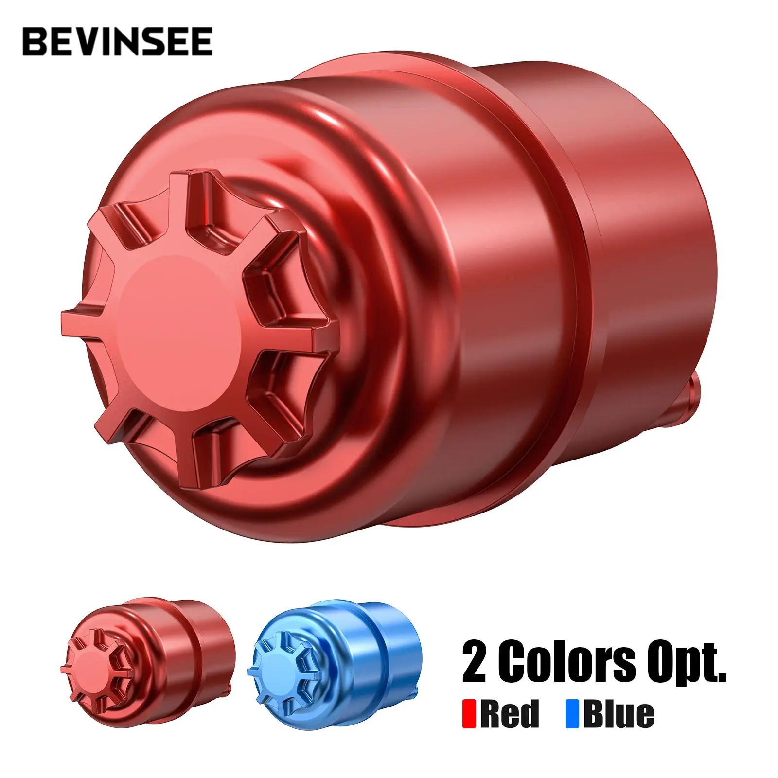 BEVINSEE Aluminum Power Steering Reservoir for BMW E81 E82 E87 E88 E90 E92 E36 E46 E39 E60 X1 X3 X5 for Mini Cooper 32416851217