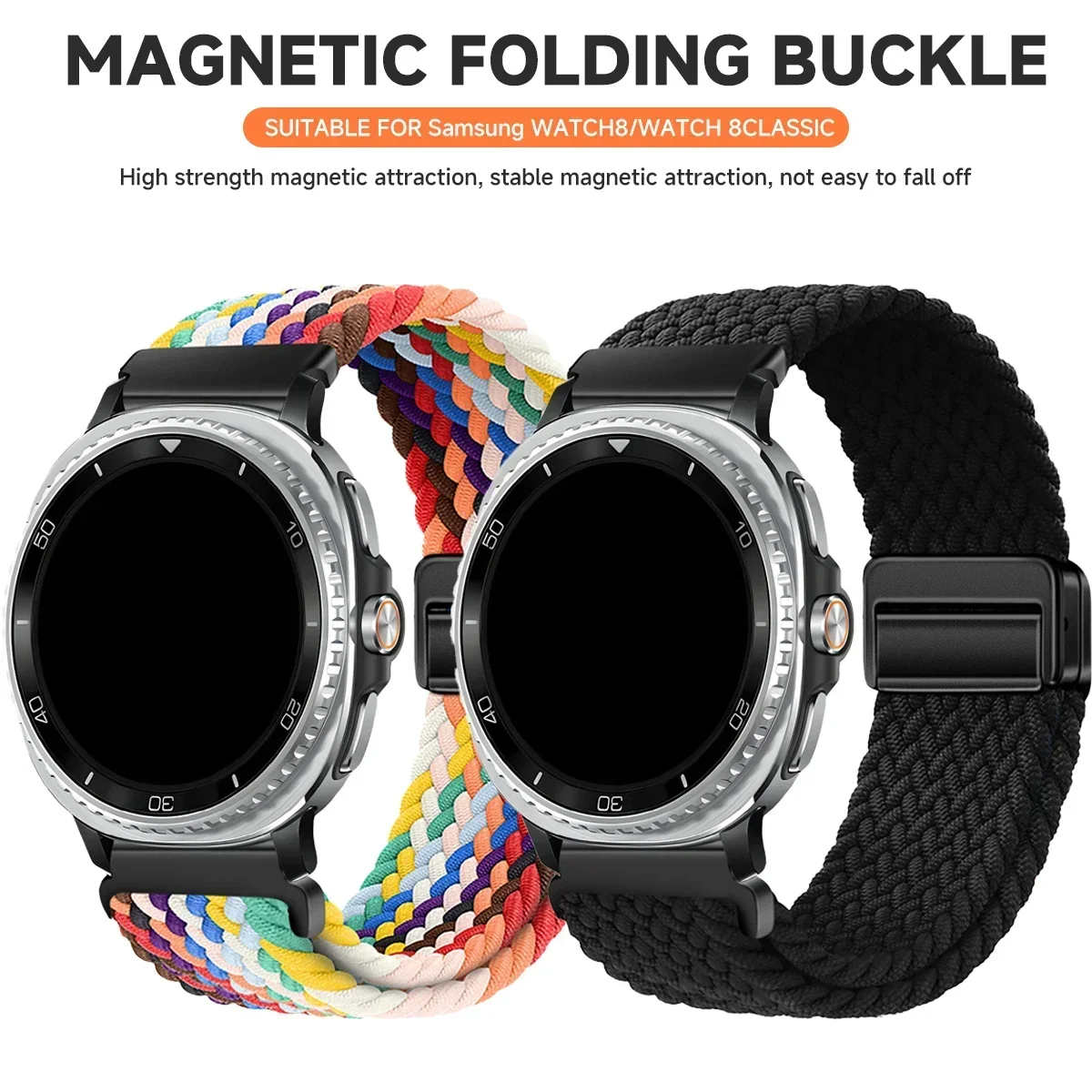 Geflochtenes Schlaufenarmband für Samsung Galaxy Watch 9/8 40 44mm 8 Classic 46mm Magnetverschlussband für Galaxy Ultra 2026 2025 Armband – Detail 3