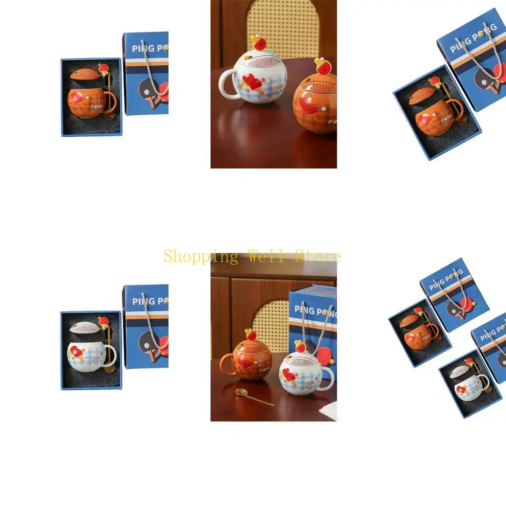 KX4B High Quality Table Tennis Themed Ceramic Mugs 420ml With Gift Box Ergonomic Handle Sports Memorabilia Perfect For Office