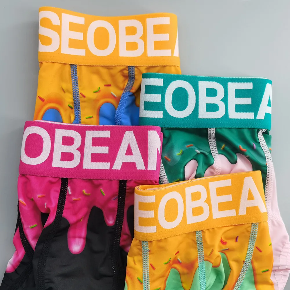 Seobean 4-Pack Men's Summer Ice-Cool Comfortable Fashionable Boxer Briefs Underwear