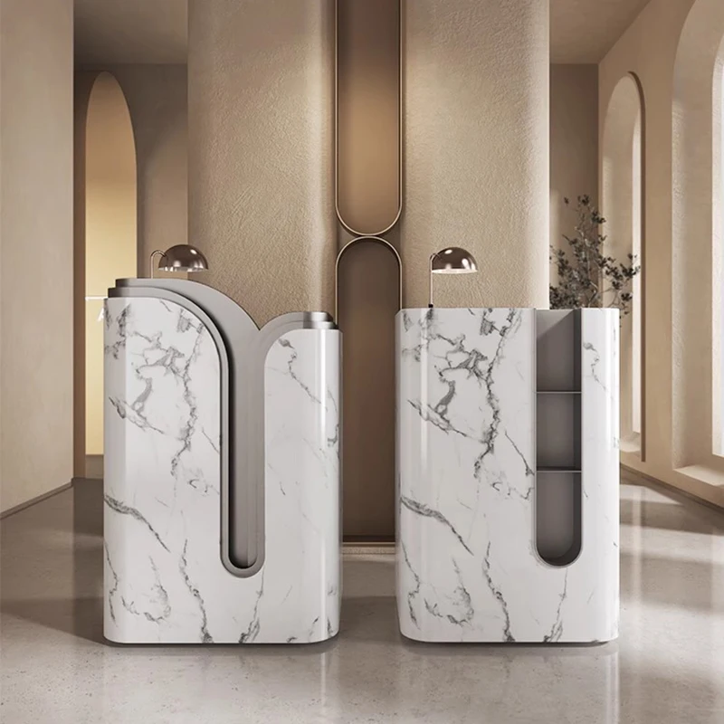 

Salon Store Reception Desks L Shaped Modern Design Minimal Reception Desks Counter Service Mostrador Recepcion Office Furniture