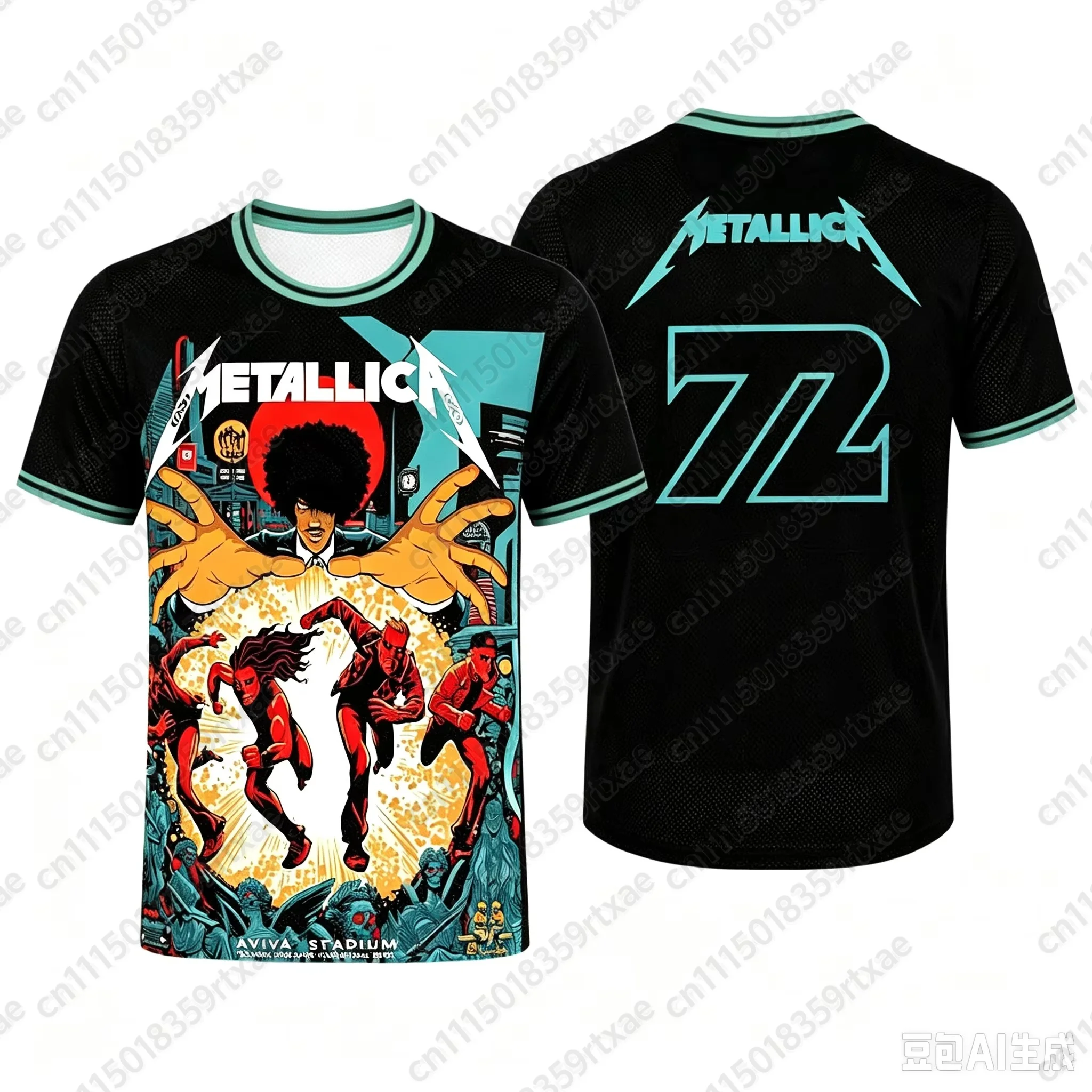 Metallica 'Just Deserts Trial' Printed Fashionable T-shirt, Suitable for Daily Casual Sports Wear, Family Top with Short Sleeves