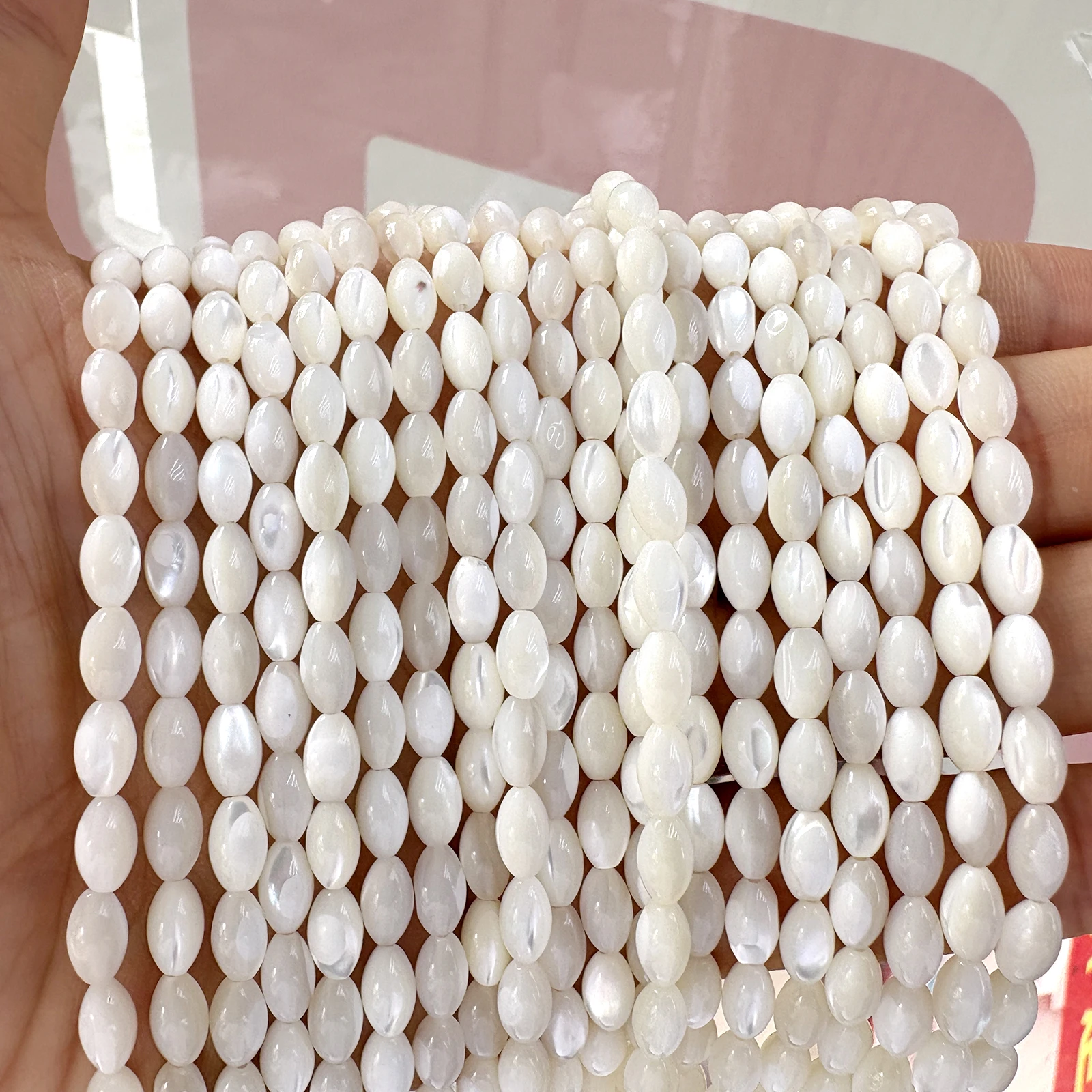 Natural White Shell Coffee Rice Beads Loose Spacer Trochidae Shell Beaded For Jewelry Making Diy Bracelet Necklace Accessories