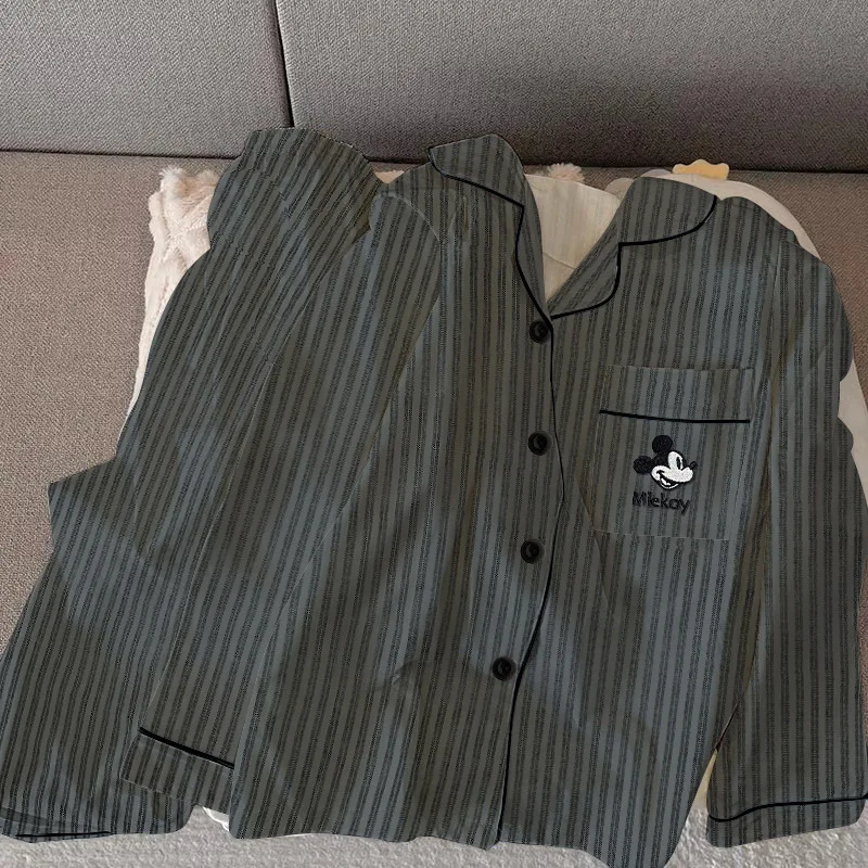 لطيف ميكي الكورية بيجامة المرأة الربيع والخريف نمط الراقية سترة طويلة الأكمام السراويل بيجامة منامة للنساء مجموعات #2