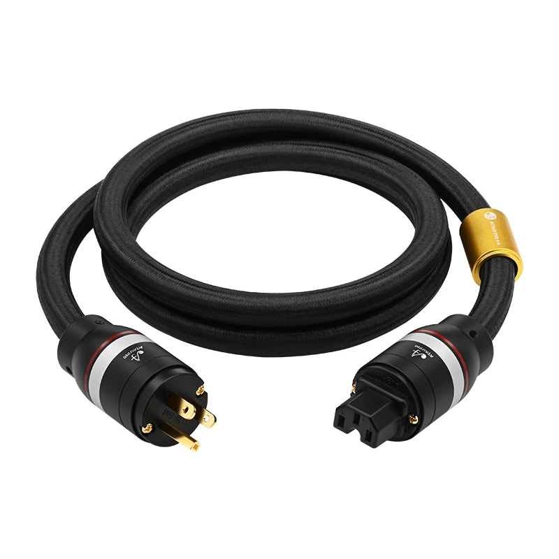 ATAUDIO HiFi-Stromkabel für Netzfilter, Decoder, CD-Player, 6N OFC-Anschlussleitung, Kupfer, vergoldet, mit EU/US/AU-Series-Stecker 4