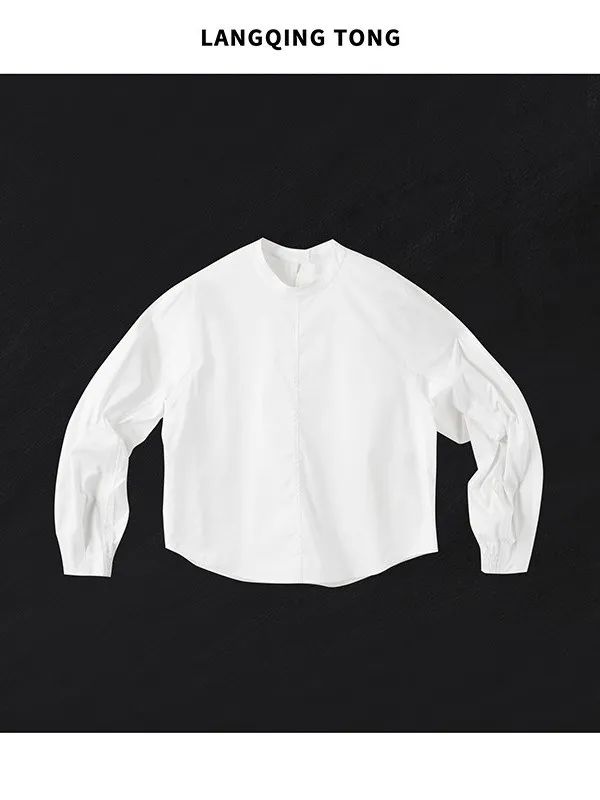 

Женская повседневная белая рубашка Bebes из комфортной нейлоновой ткани с круглым вырезом, длинными рукавами, свободного кроя, для поездок на работу, модная рубашка