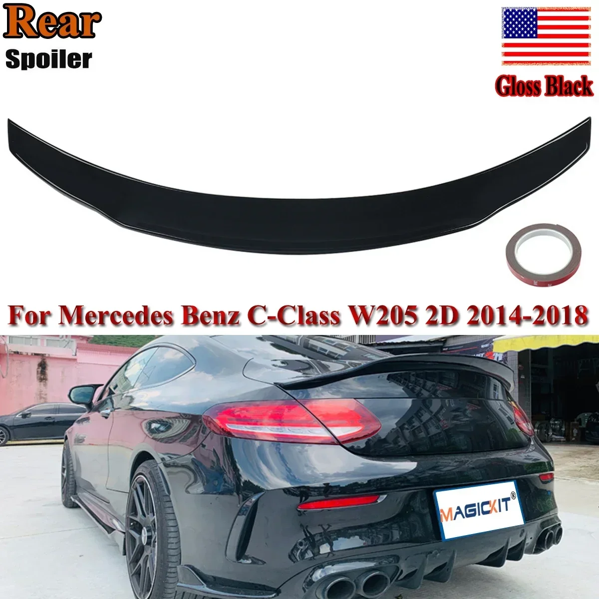 

Rear Trunk Spoiler PSM Style For Mercedes Benz W205 C200 C43 AMG 2Dr 2015-2020