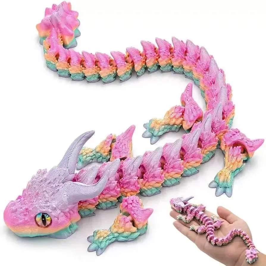 3D Printed Magic Dragon Movable Joint  Toy Rotatable Articulated Office Desktop Ornament Adults Kid Toy Crafts ，eyes random 1 image 5