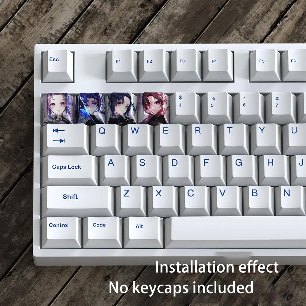 Demon Slayer Anime Kamado Nezuko PBT4 Key Caps Cosplay Prop Shiki Natsume Vijf Kanten Hoogte Anime Print Key Caps Decoratie
