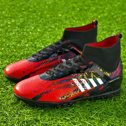 Chaussures de football non ald turf pour hommes, bottes cloutées, baskets de football, crampons de football, noir, rouge, taille 47, marque