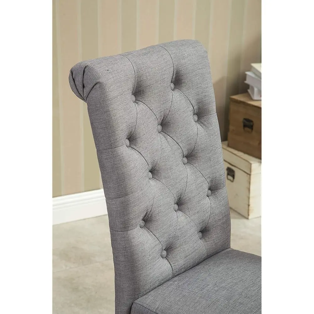 Habit Grey Solid Wood Tufted Parsons Dining Chair (Set Of 2), Gray