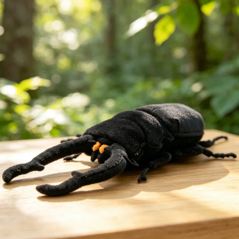 Realistic Stag Beetle Plush Toy Lifelike Dorcus Curvidens Stuffed Insect Doll Soft Bug Plushie Educational Toy Collection Gift