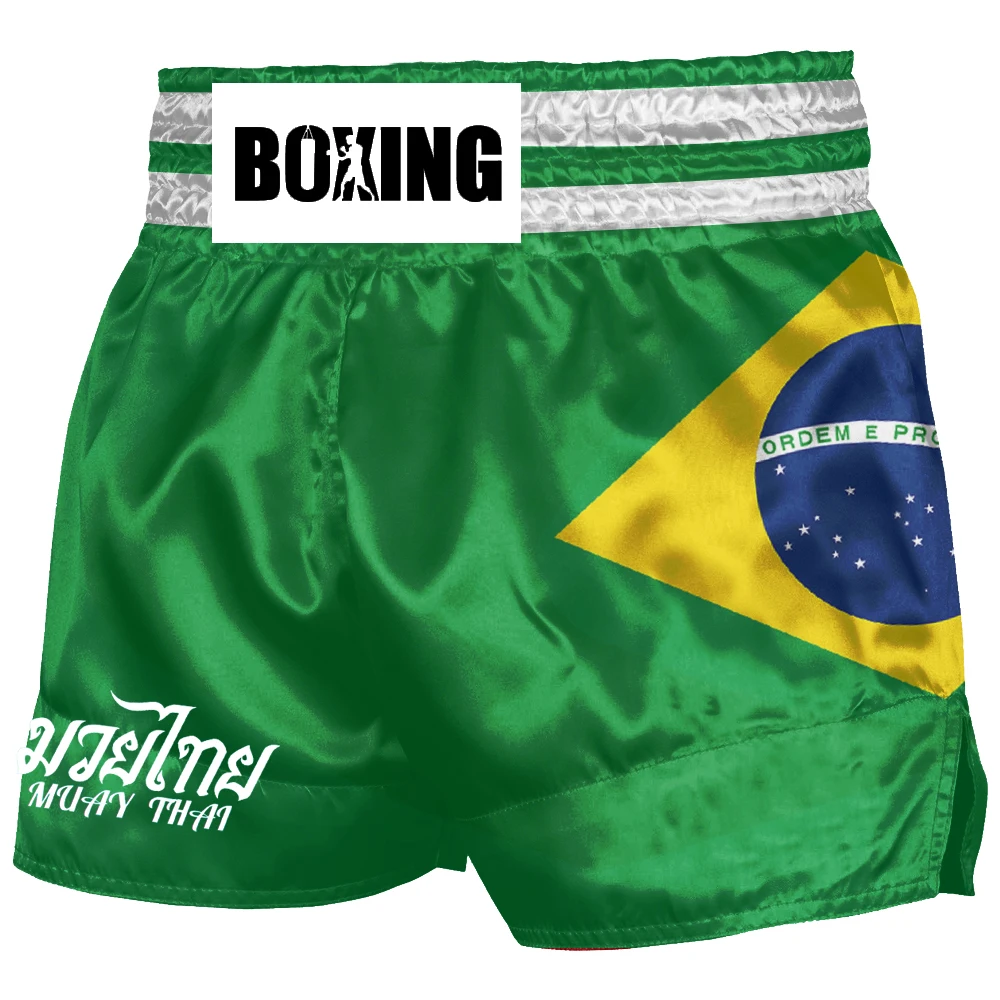 Brazilian flag Muay Thai shorts men's and women's boxing fighting shorts martial arts Sanda Martial Arts Clothing