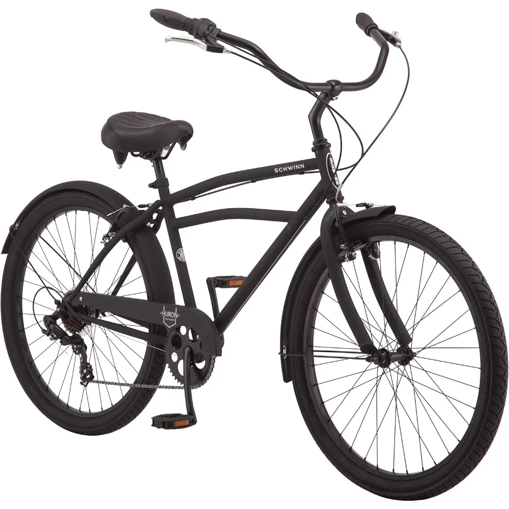 

Huron Adult Beach Cruiser Bike, 17-18-Inch Steel Frame, Wide Wheels for Stability, Rear Coaster Brakes, Multiple Speed Options