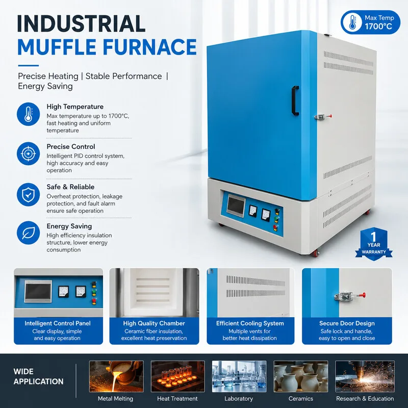 Electric Box Type Muffle Furnace 1800 Laboratory Heating Equipment 220V/380V 5-20Kw 1 Year Warranty