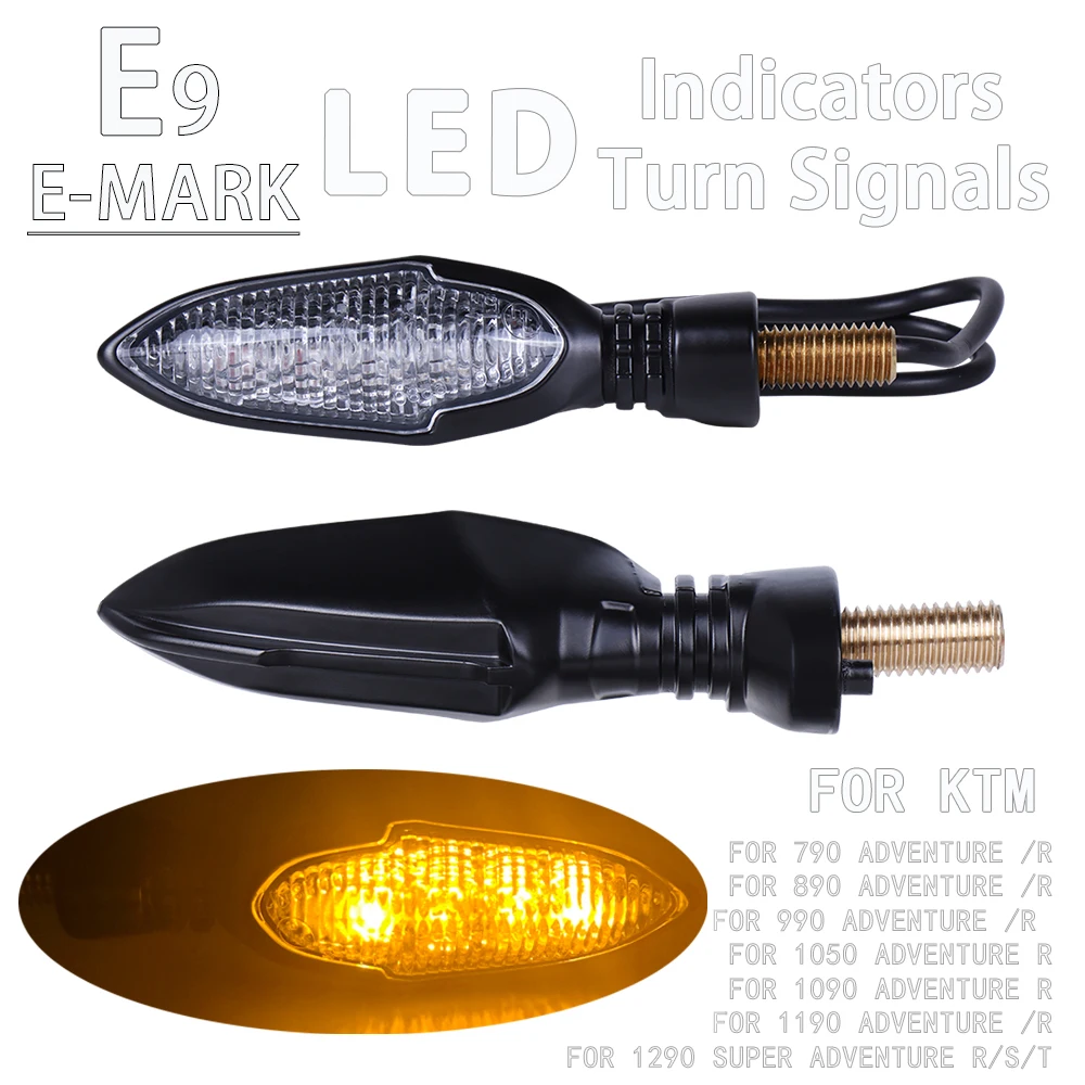 

Aluminum E9 LED Turn Signals For 1290 Super Adventure R 890 790 1190 1090 1050 990 Motorcycle Flasher Indicators Blinker Lights