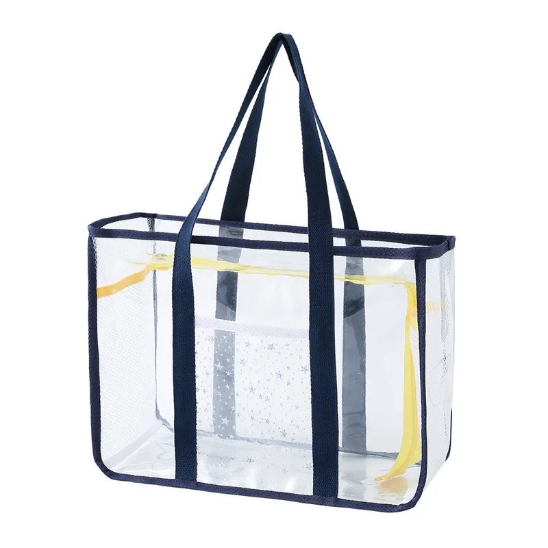 

Women's Clear Tote Bag PVC Transparent Shoulder Handbag with Zipper Closure for Casual Beach Use
