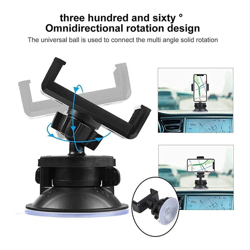 360 Degree Rotatable Phone Holder, Windshield Mount Bracket, Mobile Cell Phone Holder