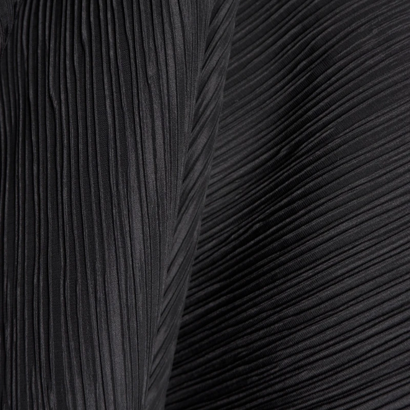 Black Stretch Pleated Jacquard Fabric Handmade Sewing DIY Textured Striped Creative Designer Clothing Decoration Crafts Material