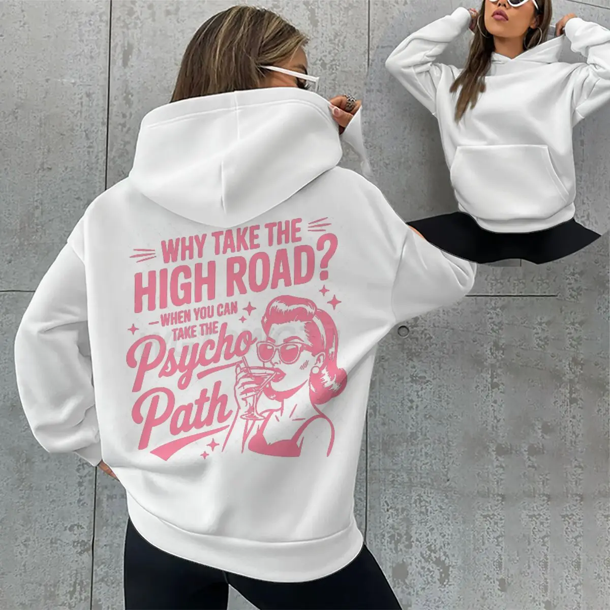 

"Why Take The High Road" Coquette Girl Design Casual Hoodies Bachelor Party Women's Clothing Long Sleeve Vintage Hoody