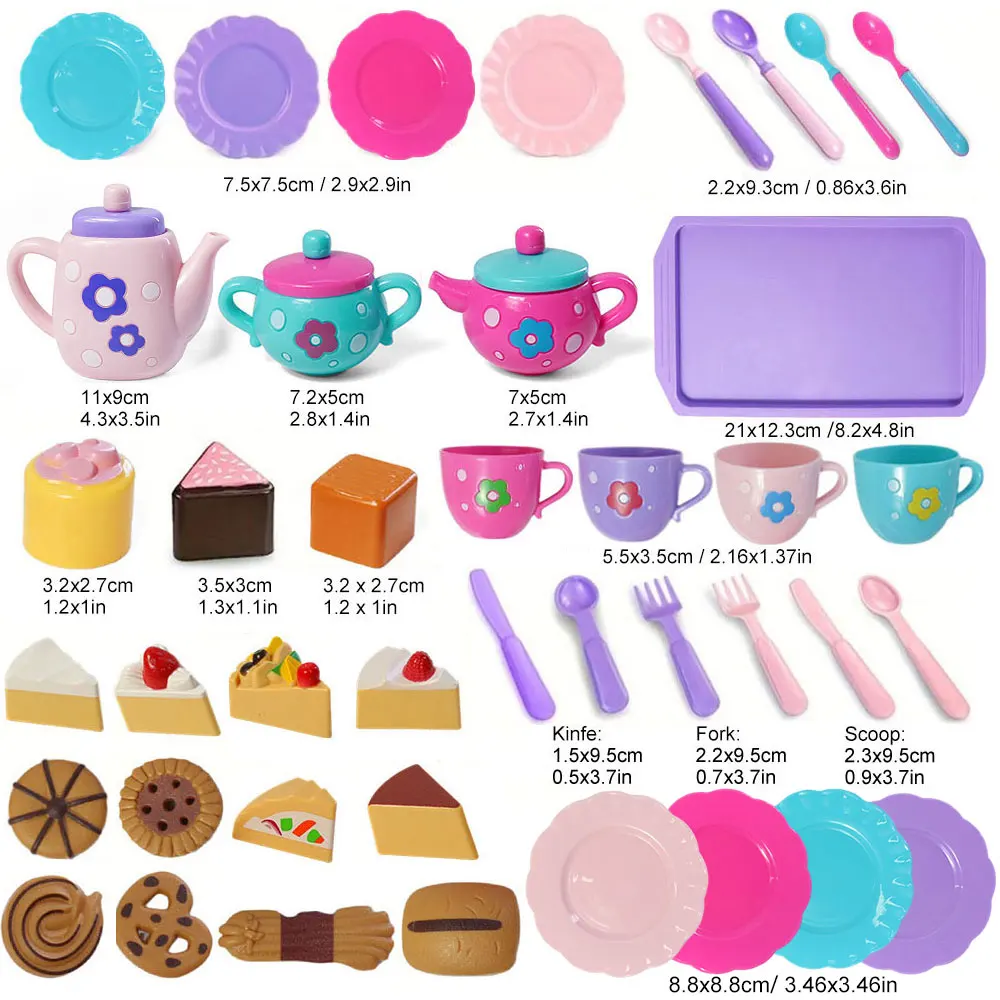 Zestaw do herbaty dla małej dziewczynki, udawany popołudniowy zestaw do herbaty z deserami, herbatnik do zabawy w czasie herbaty księżniczki, zabawki kuchenne, prezenty wielkanocne