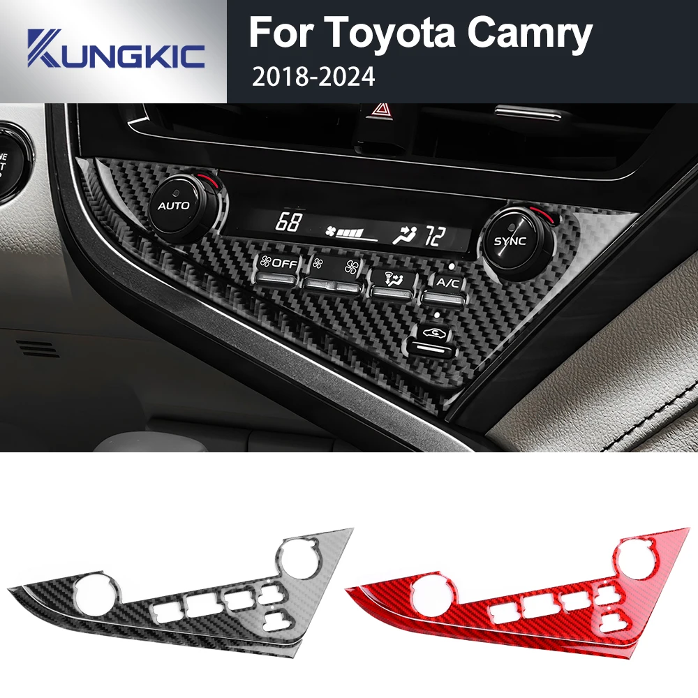 

For Toyota Camry 2018 2019 2020 2021 2022 LHD Car Central Control Button Frame Interior Trim Accessories Real Soft Carbon Fiber