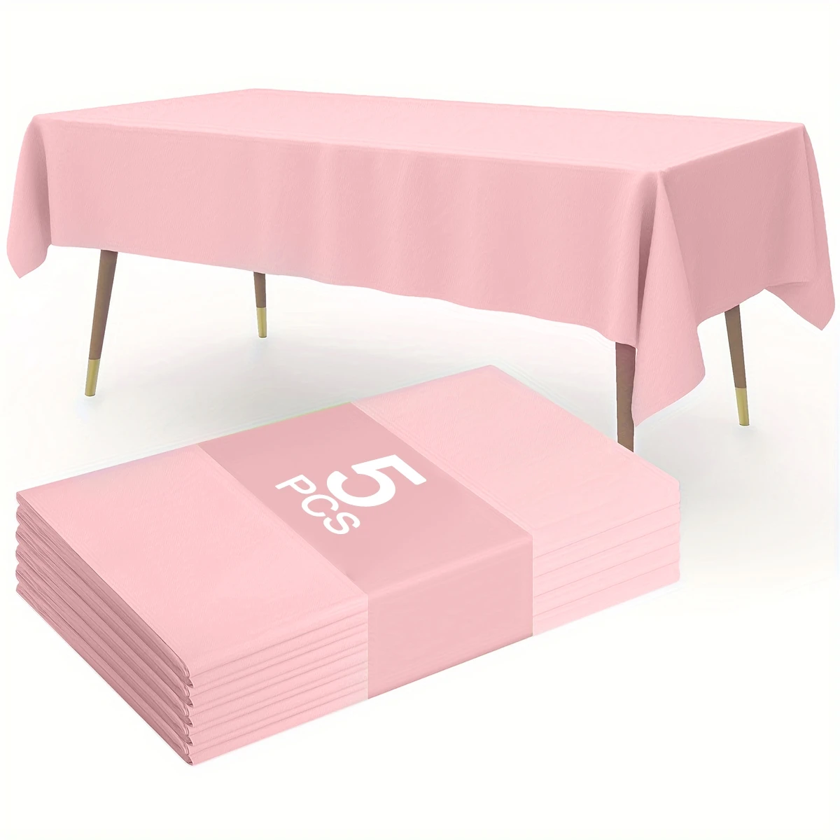 Mantel de Plástico Rosa Sólido de 183×137cm para Decoración de Bodas, Fiestas de Niñas y Adultos, Decoración de Mesa